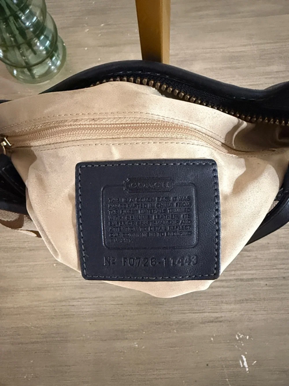 Coach 11437 Bleecker Brown Canvas Black Leather Bucket Crossbody Shoulder Bag